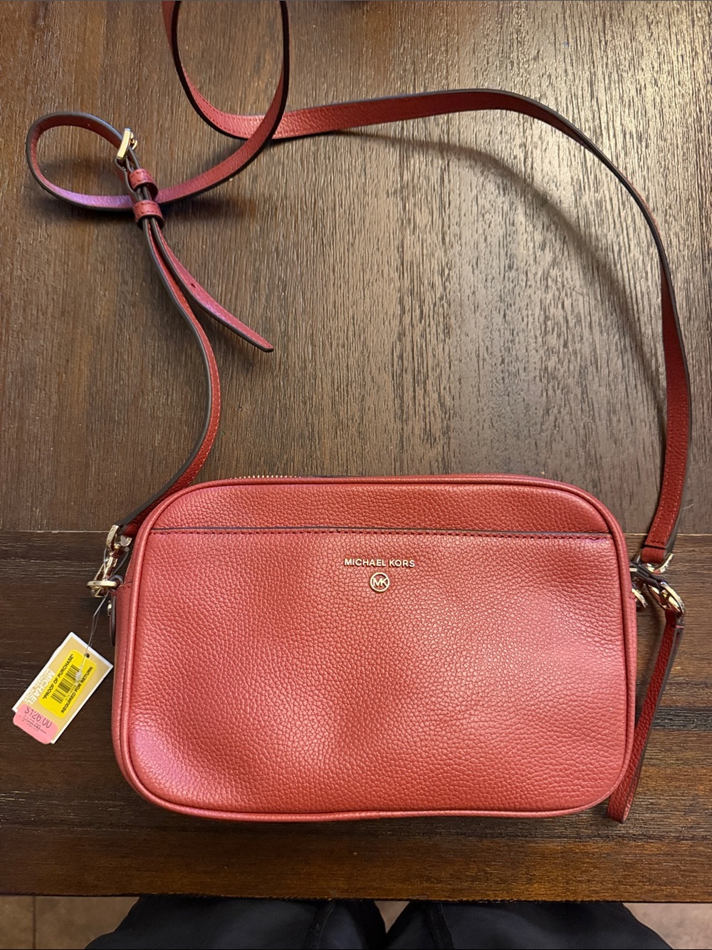 Michael Kors Cherry Red Pebbled Leather Crossbody